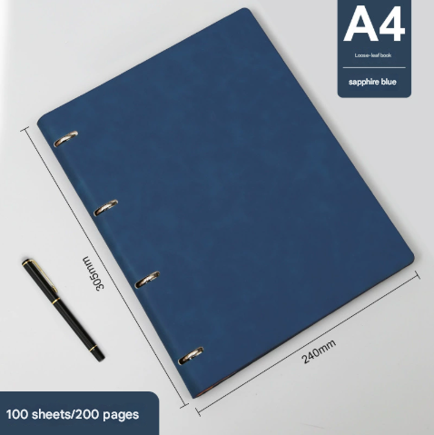 Blue 2-Piece Set Premium A4 Loose-Leaf Notebooks | Professional PU Leather Refillable Binders | 200 Pages High-End Business Journals - Image 1