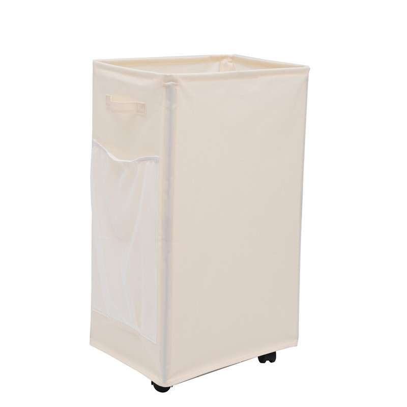 White Foldable Yoga Storage Basket, Oxford Fabric Laundry Hamper, Multi-Purpose Organizer for Toys and Bathroom Essentials - Image 1