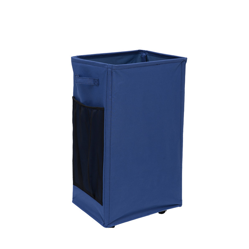 Navy Blue Foldable Yoga Storage Basket, Oxford Fabric Laundry Hamper, Multi-Purpose Organizer for Toys and Bathroom Essentials - Image 1