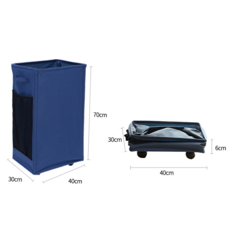 Navy Blue Foldable Yoga Storage Basket, Oxford Fabric Laundry Hamper, Multi-Purpose Organizer for Toys and Bathroom Essentials - Image 2