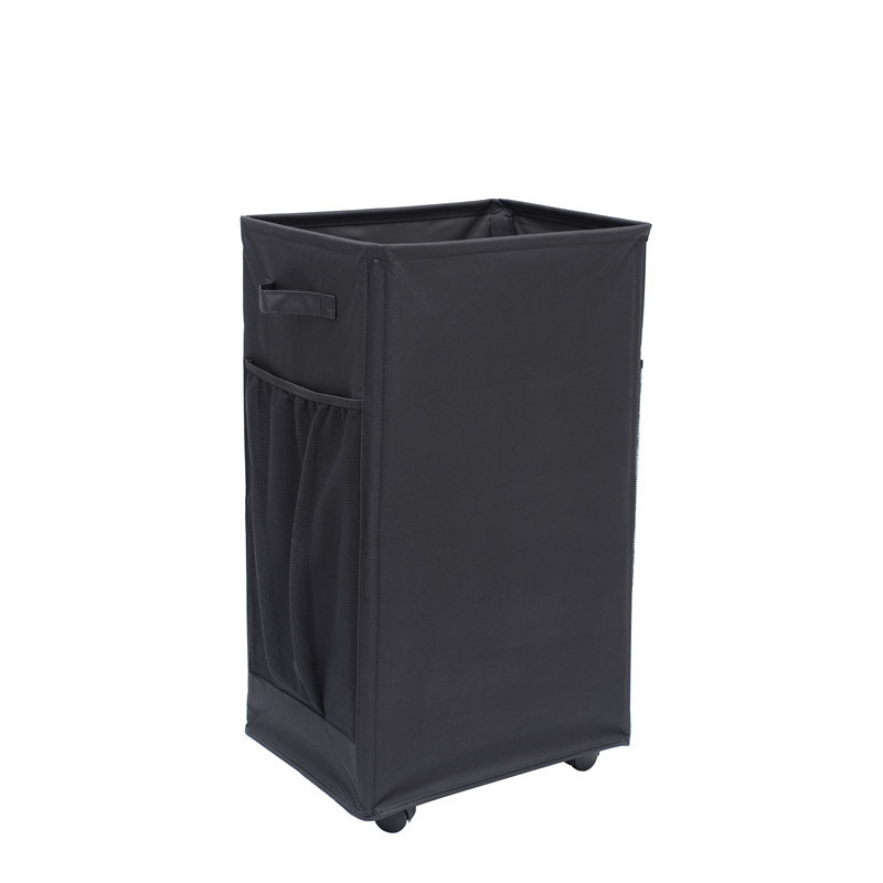 Black Foldable Yoga Storage Basket, Oxford Fabric Laundry Hamper, Multi-Purpose Organizer for Toys and Bathroom Essentials - Image 1