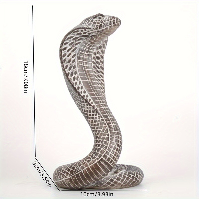 Grey Decorative Resin Cobra Statue - Unique Animal Figurine for Home Decor & Creative Gifts - Image 2
