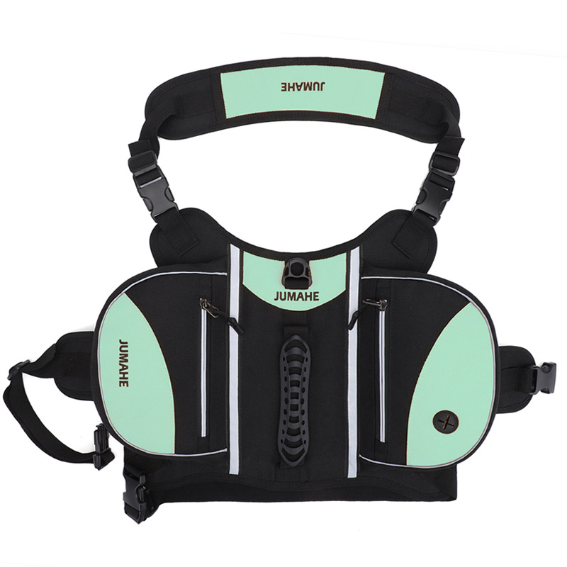 Green Reflective Dog Saddle Harness with Storage Bags - Adjustable Pet Backpack for Outdoor Adventures - Image 1