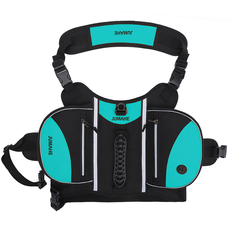 Blue Reflective Dog Saddle Harness with Storage Bags - Adjustable Pet Backpack for Outdoor Adventures - Image 1