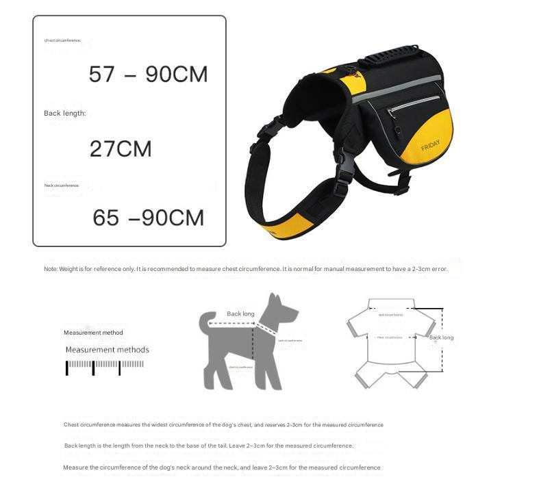 Orange Reflective Dog Saddle Harness with Storage Bags - Adjustable Pet Backpack for Outdoor Adventures - Image 3