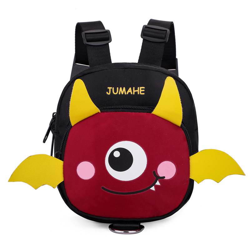 Black Cute Cartoon Monster Pet Backpack | Small Dog Self-Wearing Snack Bag | Adjustable Harness with Leash Attachment and Waste Bag Dispenser - Image 1