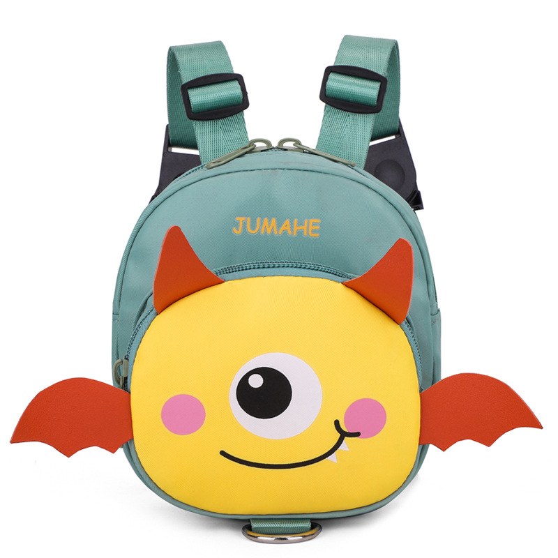 Light Green Cute Cartoon Monster Pet Backpack | Small Dog Self-Wearing Snack Bag | Adjustable Harness with Leash Attachment and Waste Bag Dispenser - Image 1