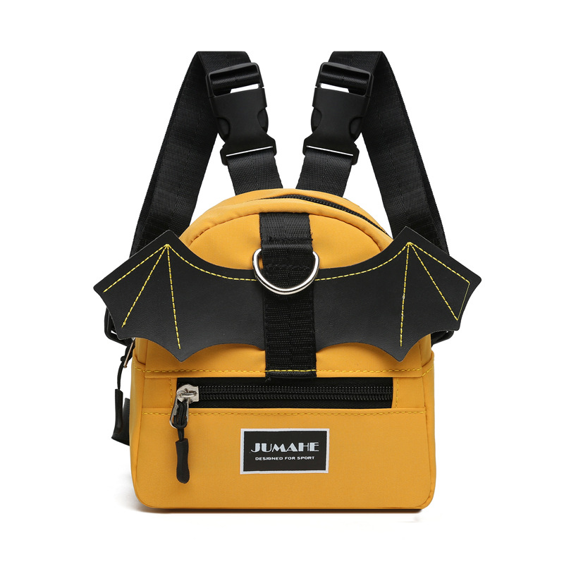 Yellow Adorable Bat-Wing Pet Backpack for Dogs | Self-Wearing Snack Pouch | Adjustable Harness Bag with Leash Attachment - Image 1