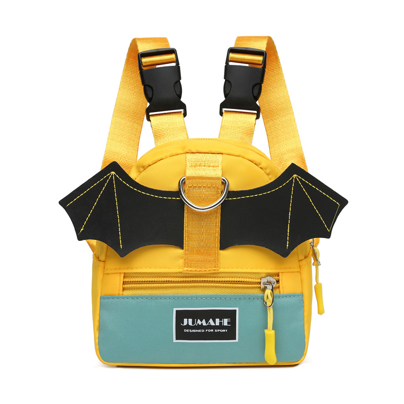 Yellow-green Adorable Bat-Wing Pet Backpack for Dogs | Self-Wearing Snack Pouch | Adjustable Harness Bag with Leash Attachment - Image 1