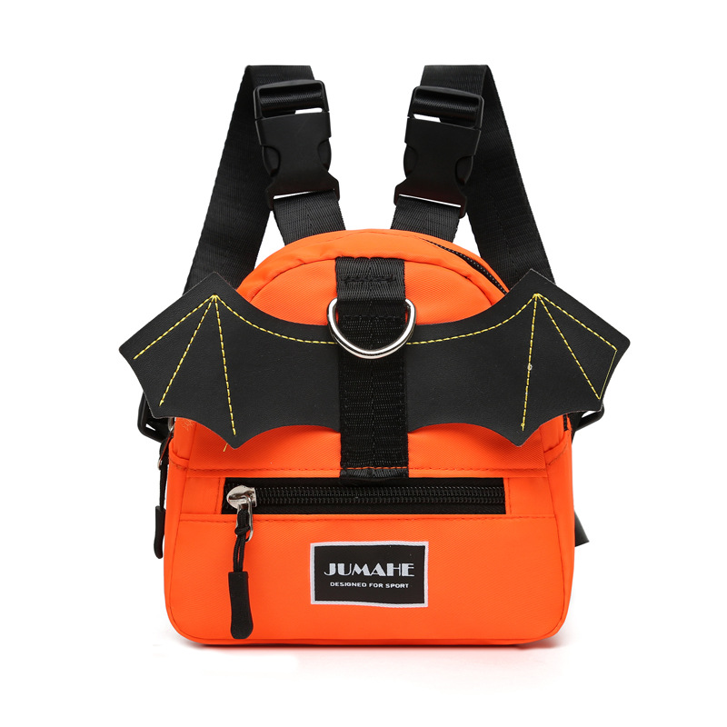 Orange Adorable Bat-Wing Pet Backpack for Dogs | Self-Wearing Snack Pouch | Adjustable Harness Bag with Leash Attachment - Image 1