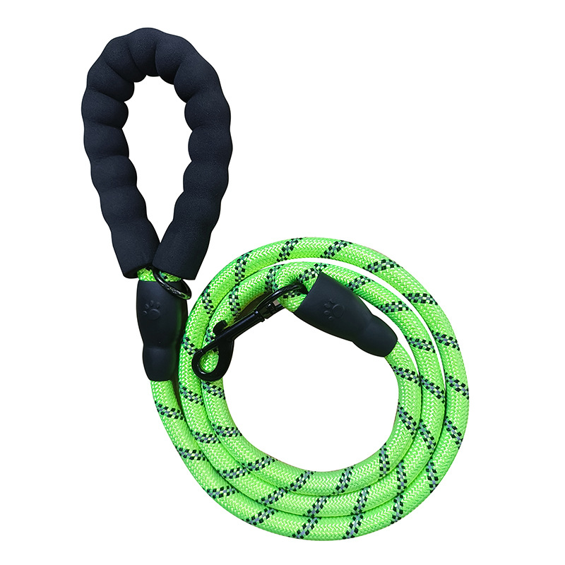Green 1.5m Heavy Duty Reflective Dog Leash | Soft Padded Handle | Thickened 1.3cm Climbing Rope Lead for Medium to Large Dogs - Image 1