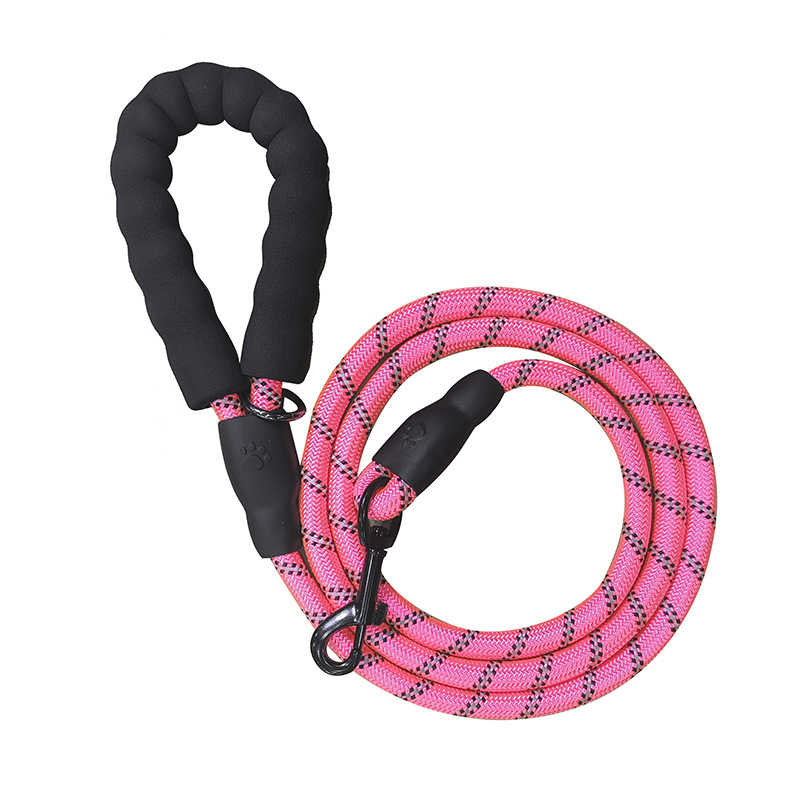 Pink 1.5m Heavy Duty Reflective Dog Leash | Soft Padded Handle | Thickened 1.3cm Climbing Rope Lead for Medium to Large Dogs - Image 1