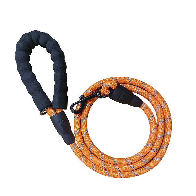Orange 1.5m Heavy Duty Reflective Dog Leash | Soft Padded Handle | Thickened 1.3cm Climbing Rope Lead for Medium to Large Dogs - Image 1