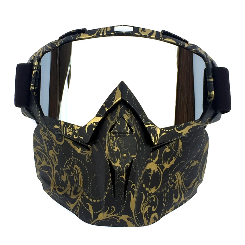 Copper Flower Frame Mercury Piece Sleek Black Full-Face Snow Goggles with Mirror Lens - Ultimate Protection and Comfort - Image 1