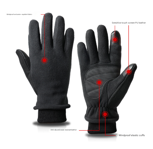 S Pink Warm Windproof Touchscreen Gloves - Anti-Slip Grip for Winter Cycling & Outdoor Sports - Image 2