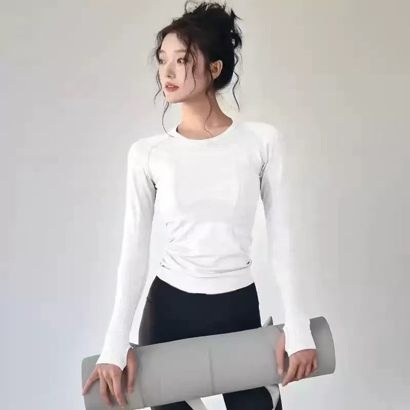 L White Premium Women's Naked-Feel Seamless Long Sleeve Fitness Top | Quick-Dry Yoga & Running Shirt | Slim Fit Athletic Wear - Image 1
