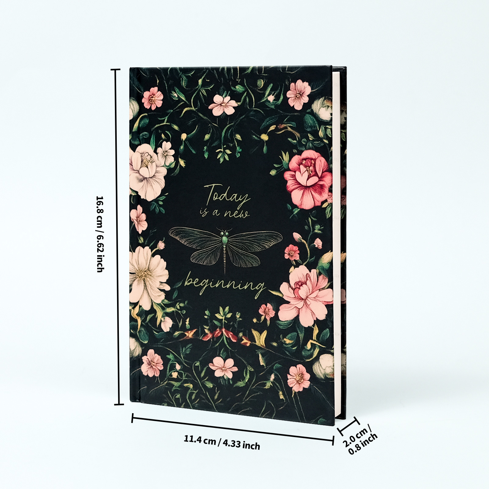 2PCS Elegant Vintage Floral Hardcover Notebook | Today is a New Beginning Dragonfly Journal | Creative A6 Portable Planner - Image 2
