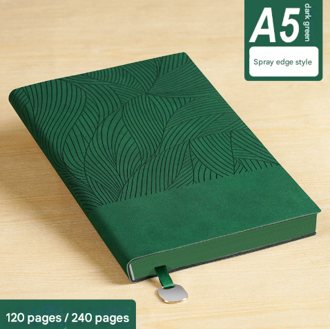 Green 2-Piece Set Premium A5 Business Notebooks | 240 Pages Soft Faux Leather Diary | Professional Color-Edged Journal - Image 1