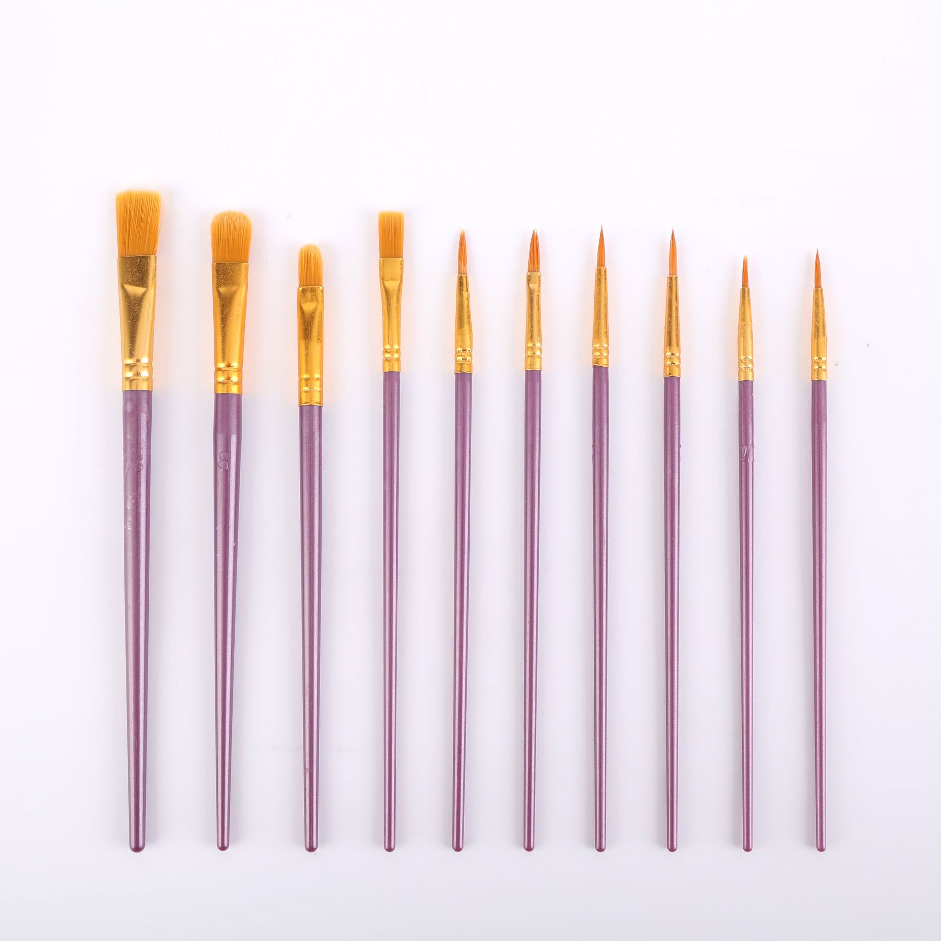 Purple Versatile 10-Piece Artist Paint Brush Set (10 Sets Included) - for Acrylic, Oil, Watercolor & Gouache Painting - Image 1