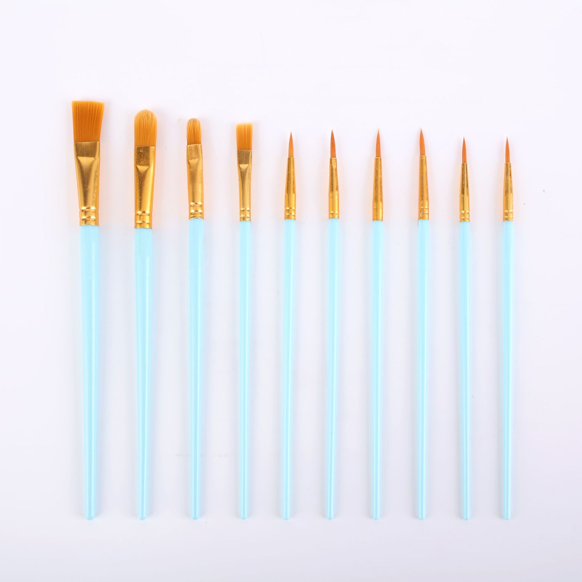 Blue Versatile 10-Piece Artist Paint Brush Set (10 Sets Included) - for Acrylic, Oil, Watercolor & Gouache Painting - Image 1