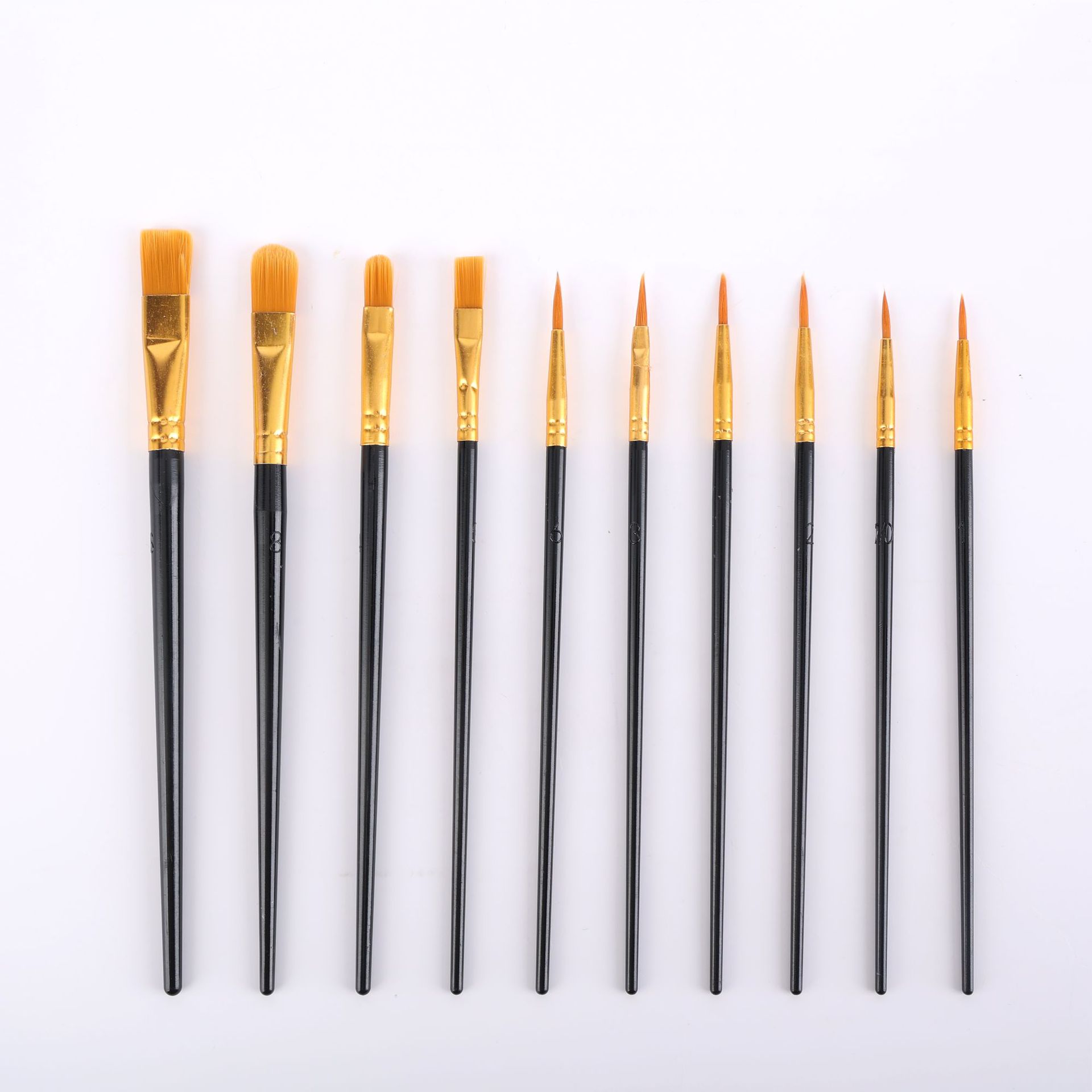 Black Versatile 10-Piece Artist Paint Brush Set (10 Sets Included) - for Acrylic, Oil, Watercolor & Gouache Painting - Image 1