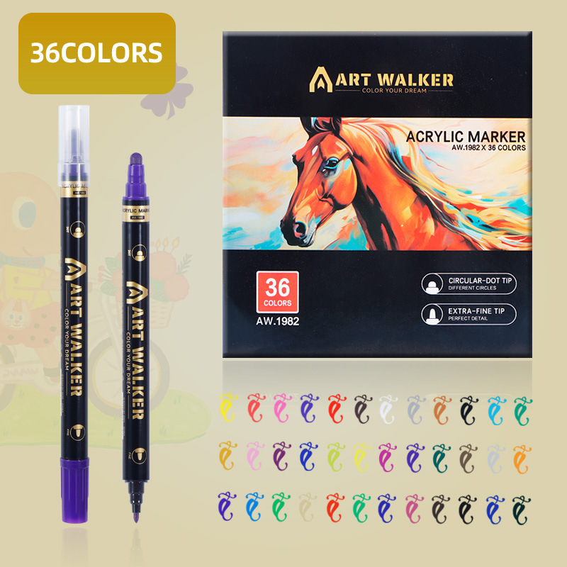 36-Colour Dual Tip Acrylic Paint Pens - Quick-Dry Waterproof Markers for Kids' Art & Crafts, Rock Painting - Image 1