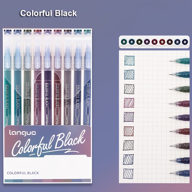 Colorful Black 9PCS/SetGel Pen Set - Vibrant Multi-Color Writing Instruments for Creativity - Image 1