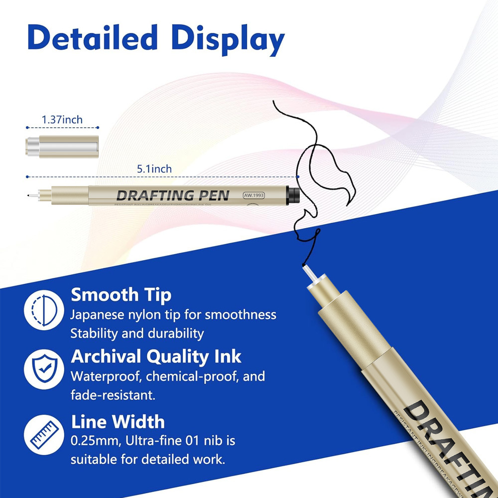0.2mm 24-Piece Precision Drawing Pen Set - Waterproof Anime Sketching Pens for Students, Assorted Tips - Image 2