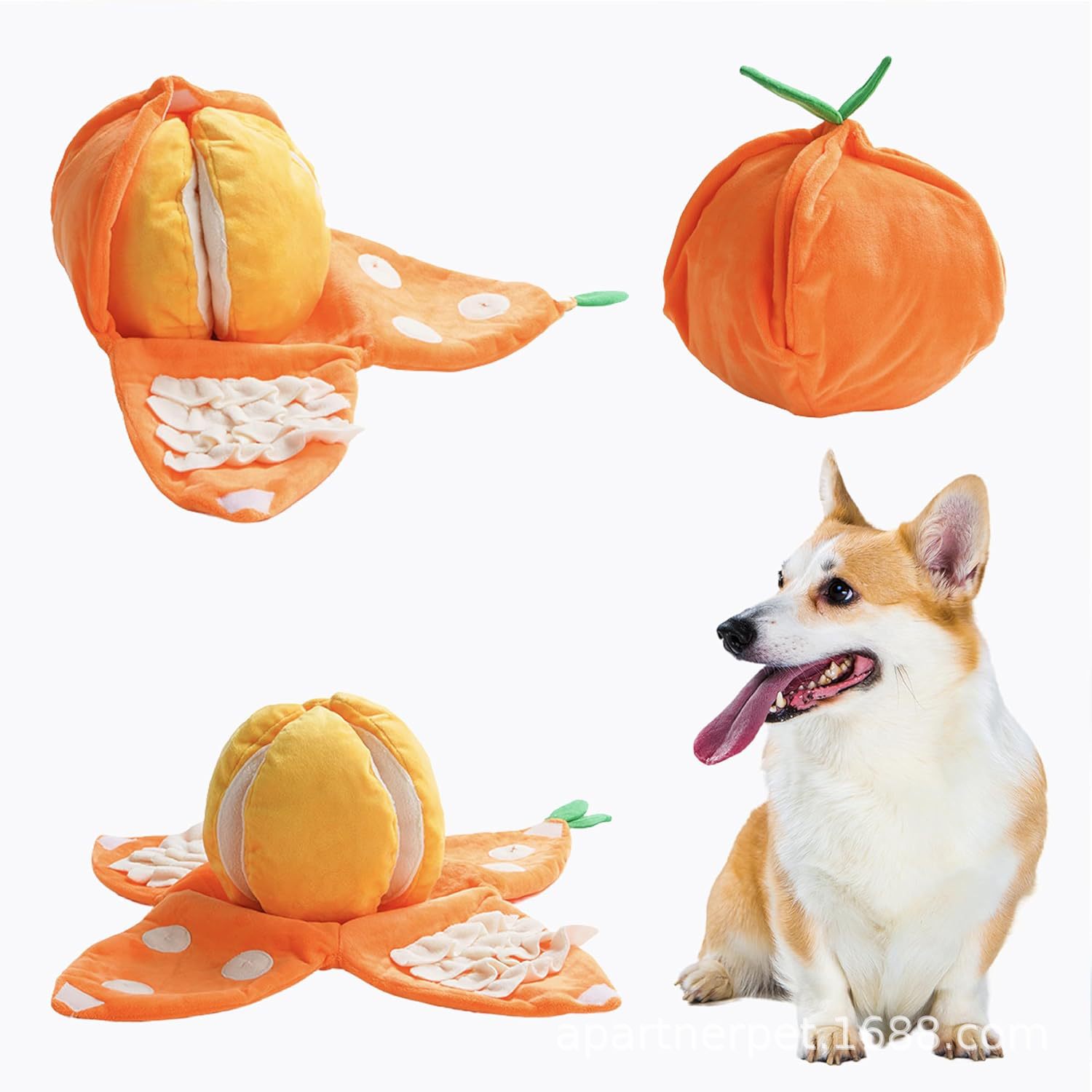Plush Orange Squeaky Dog Toy - Interactive Fruit Chew Toy for Small Dogs & Puppies - Image 1