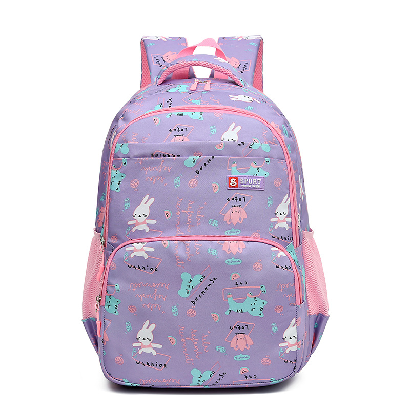 Purple Premium Large Capacity Cute Cartoon Student Backpack | Multi-Layered Casual School Bag | Ergonomic Travel Daypack for Kids 46cm - Image 1