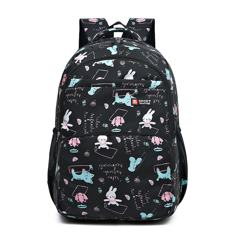 Black Premium Large Capacity Cute Cartoon Student Backpack | Multi-Layered Casual School Bag | Ergonomic Travel Daypack for Kids 46cm - Image 1