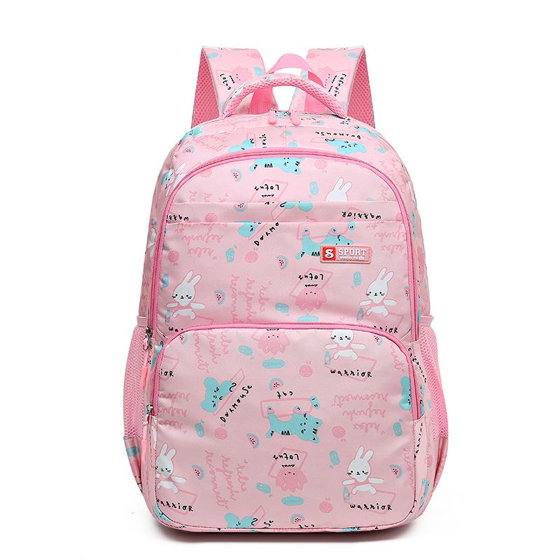 Pink Premium Large Capacity Cute Cartoon Student Backpack | Multi-Layered Casual School Bag | Ergonomic Travel Daypack for Kids 46cm - Image 1