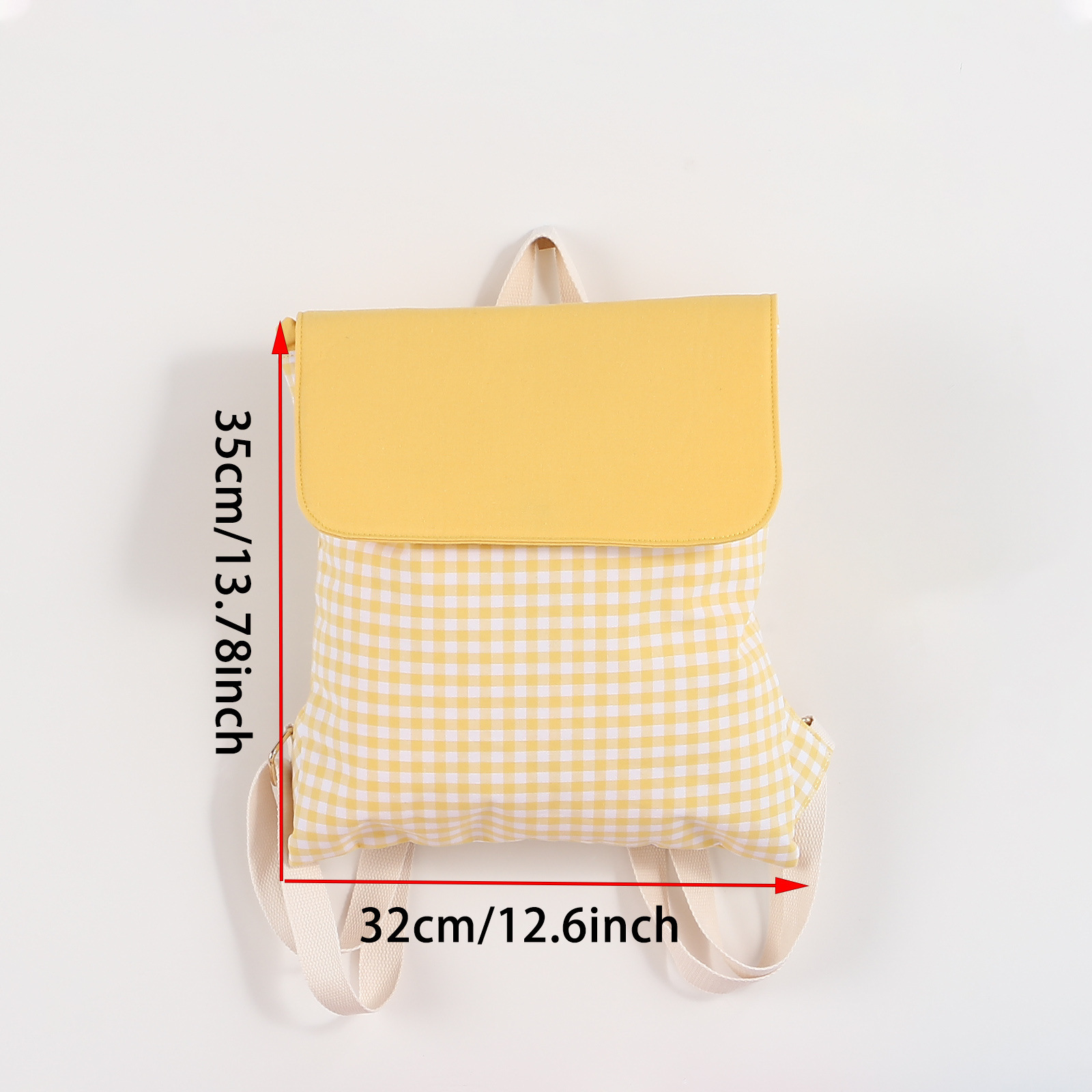 Blue Trendy Gingham Checkered Canvas Backpack | Aesthetic Student School Bag | Casual Daily Travel Daypack - Image 2