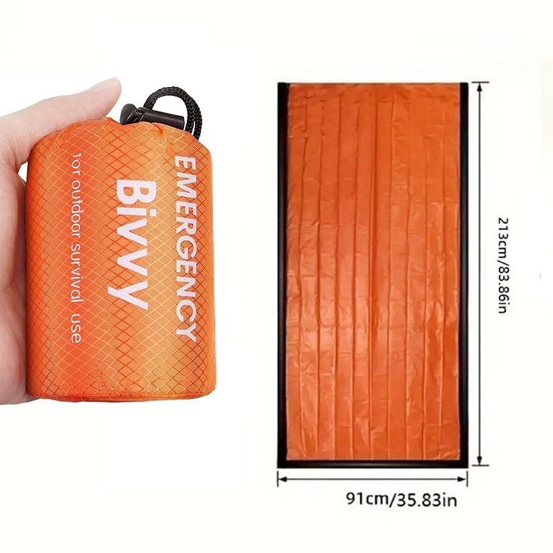 Orange 2-Pack Emergency Thermal Bivvy Sleeping Bag | High-Efficiency Heat Retention Survival Sack | Waterproof & Windproof Portable Shelter for Outdoor Camping 91x213cm - Image 2
