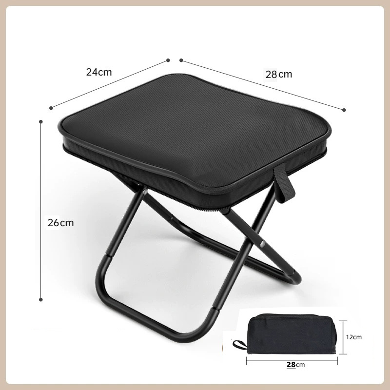 Black Premium 2-Piece Portable Folding Stool Set | Lightweight Compact Camping Chairs | Durable Outdoor Seats for Fishing, Picnics, and Hiking - Image 1