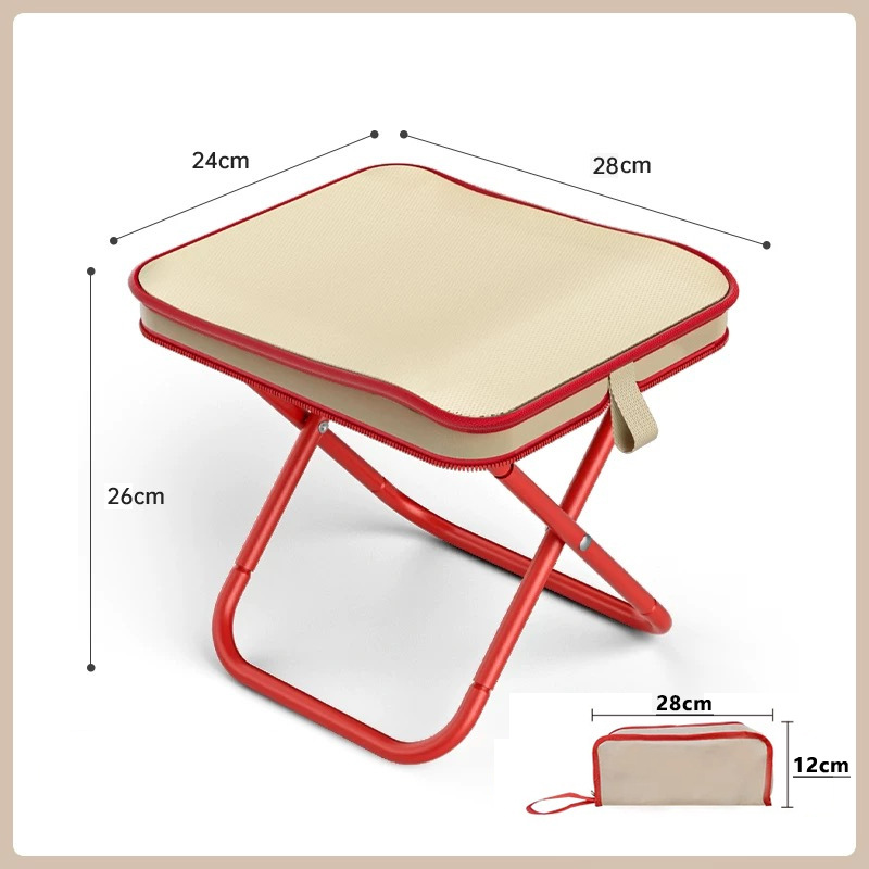 Red Premium 2-Piece Portable Folding Stool Set | Lightweight Compact Camping Chairs | Durable Outdoor Seats for Fishing, Picnics, and Hiking - Image 1