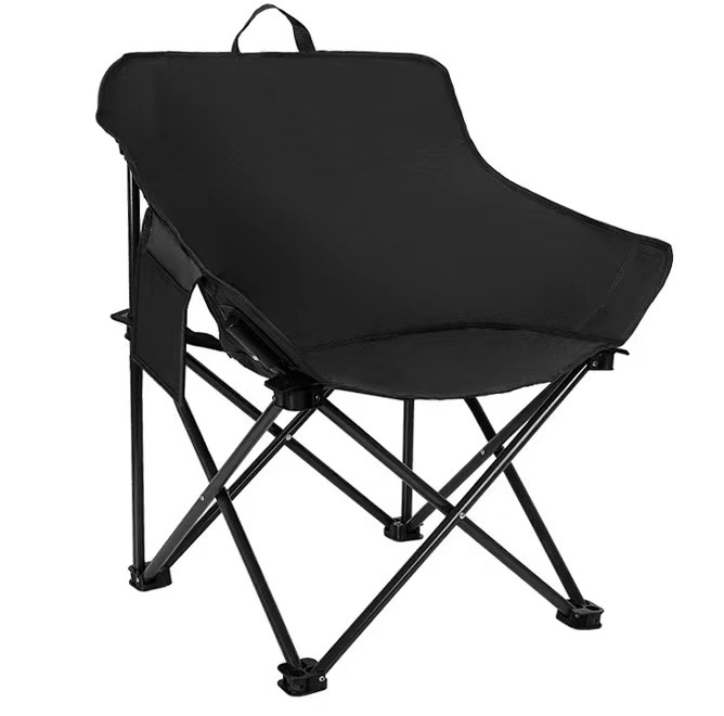 Black Outdoor Folding Camping Chair - Portable Lounge Chair, Lightweight Beach Chair, Fishing Stool, and Picnic Seat, Perfect for Outdoor Adventures - Image 1
