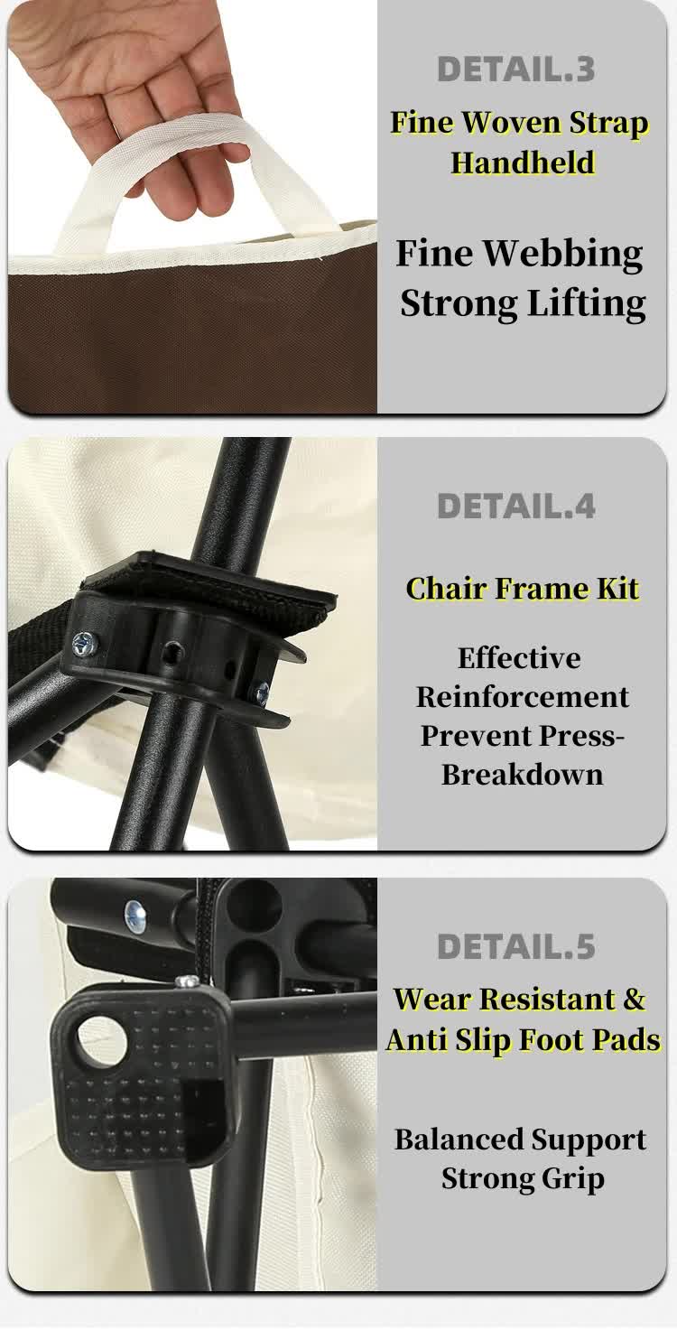 Black Outdoor Folding Camping Chair - Portable Lounge Chair, Lightweight Beach Chair, Fishing Stool, and Picnic Seat, Perfect for Outdoor Adventures - Image 2