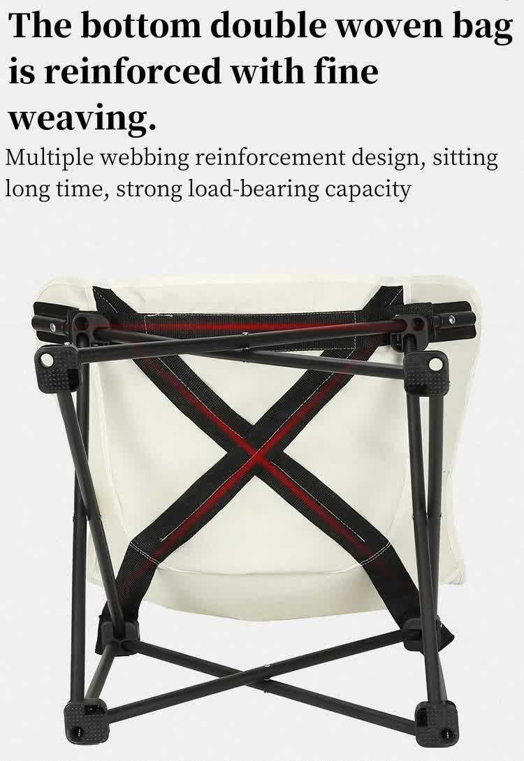 White Outdoor Folding Camping Chair – Portable Lounge Chair, Lightweight Beach Chair, Fishing Stool, and Picnic Seat, Perfect for Outdoor Adventures - Image 3