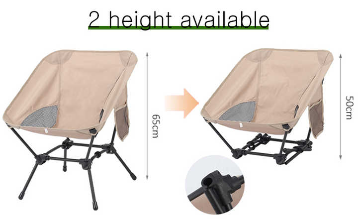 Beige Portable Lightweight Folding Beach Chair - Compact Fishing Chair with Square Legs for Outdoor Use - Image 6