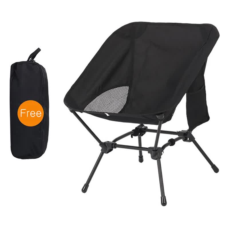 Black Portable Lightweight Folding Beach Chair - Compact Fishing Chair with Square Legs for Outdoor Use - Image 1