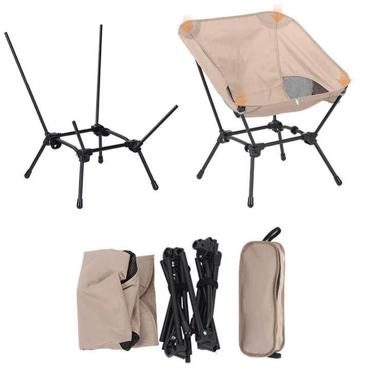 Black Portable Lightweight Folding Beach Chair - Compact Fishing Chair with Square Legs for Outdoor Use - Image 2