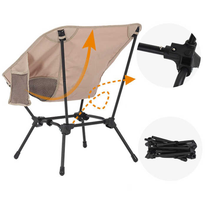 Black Portable Lightweight Folding Beach Chair - Compact Fishing Chair with Square Legs for Outdoor Use - Image 3