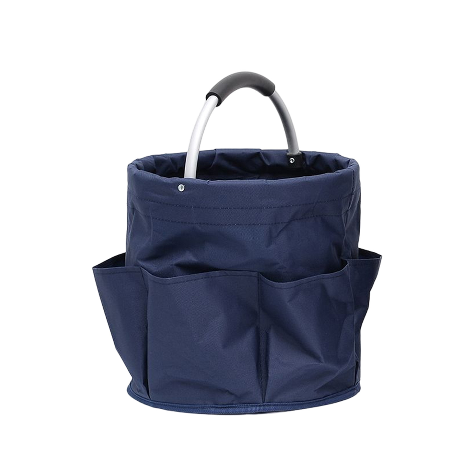 Navy Blue 17L Collapsible Handheld Storage Bucket | Multi-Pocket Portable Camping & Picnic Basket | Durable Waterproof Organizer for Beach, Bath and Shopping - Image 1
