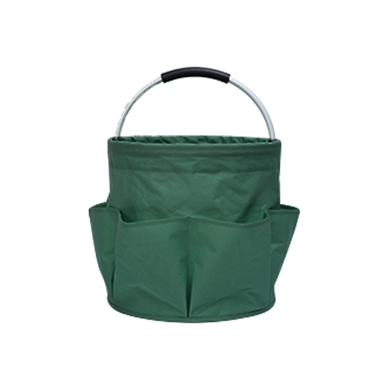 Green 17L Collapsible Handheld Storage Bucket | Multi-Pocket Portable Camping & Picnic Basket | Durable Waterproof Organizer for Beach, Bath and Shopping - Image 1