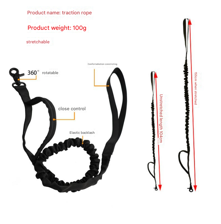 L khaki Hands-Free Dog Leash with Adjustable Waist Belt - Shock Absorbing Bungee Lead - Image 4