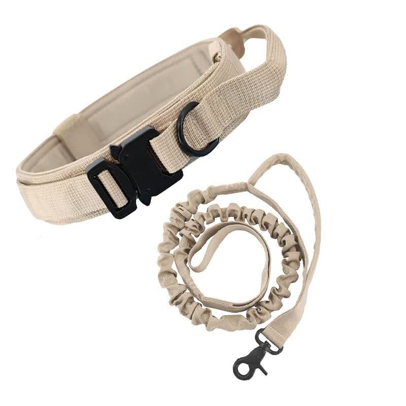 XL khaki Hands-Free Dog Leash with Adjustable Waist Belt - Shock Absorbing Bungee Lead - Image 1