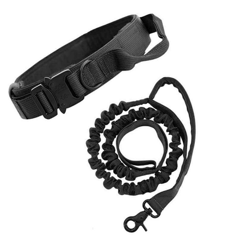 M Black Hands-Free Dog Leash with Adjustable Waist Belt - Shock Absorbing Bungee Lead - Image 1