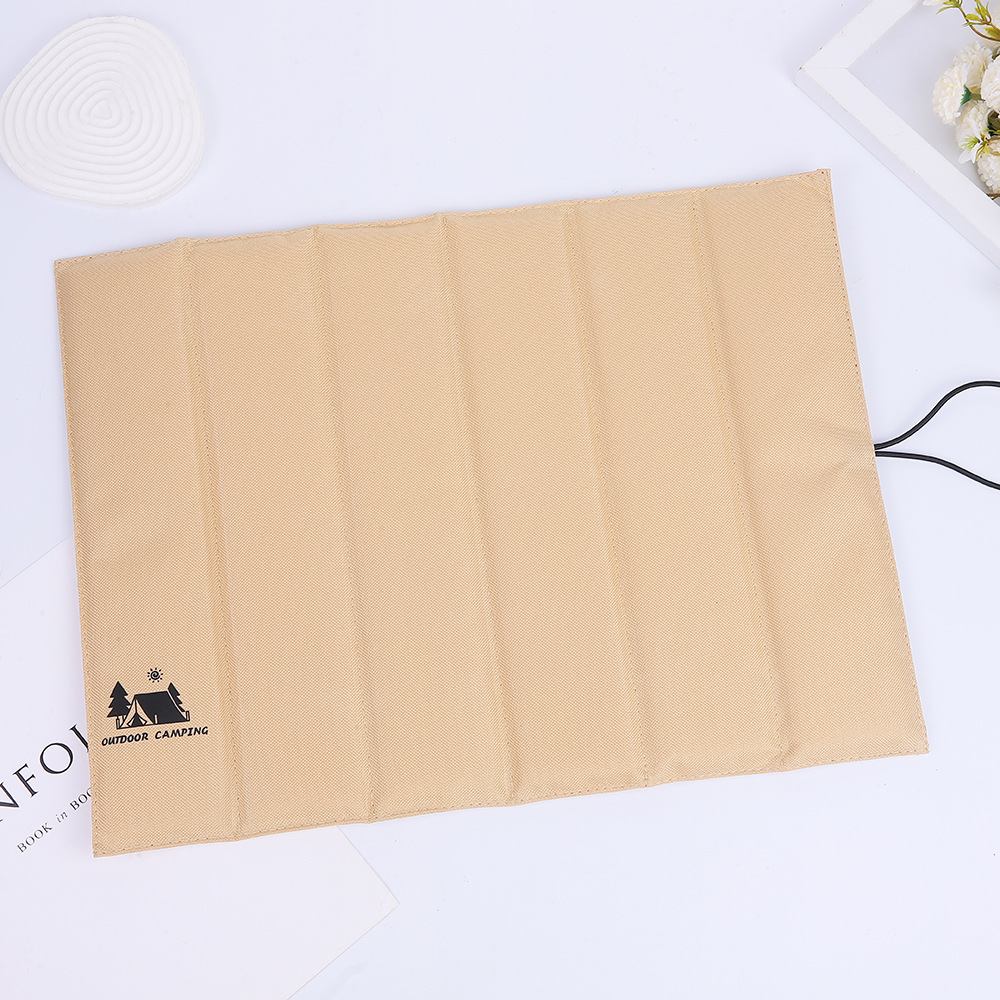 3PCS Beige Portable Outdoor Folding Seat Cushion - 42cm x 32cm for Camping and Hiking - Image 1