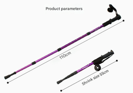 Purple 2-Pack Lightweight Trekking Poles | 4-Section Adjustable 52-110cm Walking Sticks | Anti-Shock High-Strength Aluminum Alloy Hiking Poles - Image 2
